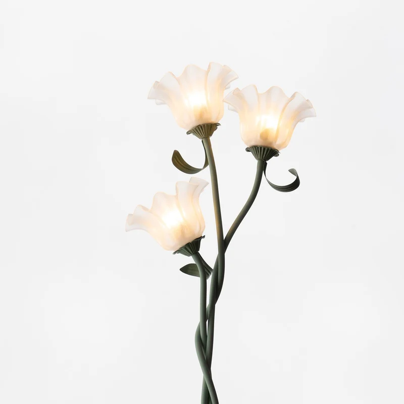 Vloerlamp Bloem Design Groen Wit Metaal 170cm 2-3 Lichts LED Sfeerlamp Woonkamer Slaapkamer | Sansoti