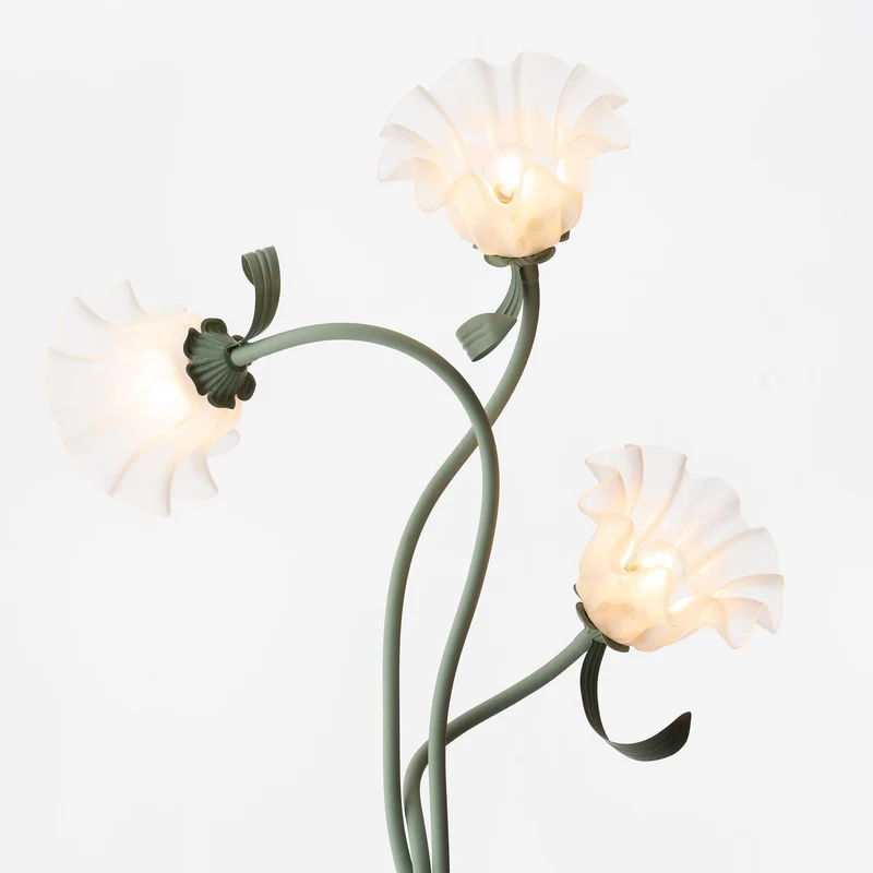 Vloerlamp Bloem Design Groen Wit Metaal 170cm 2-3 Lichts LED Sfeerlamp Woonkamer Slaapkamer | Sansoti