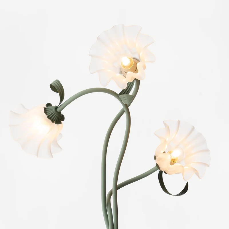Vloerlamp Bloem Design Groen Wit Metaal 170cm 2-3 Lichts LED Sfeerlamp Woonkamer Slaapkamer | Sansoti