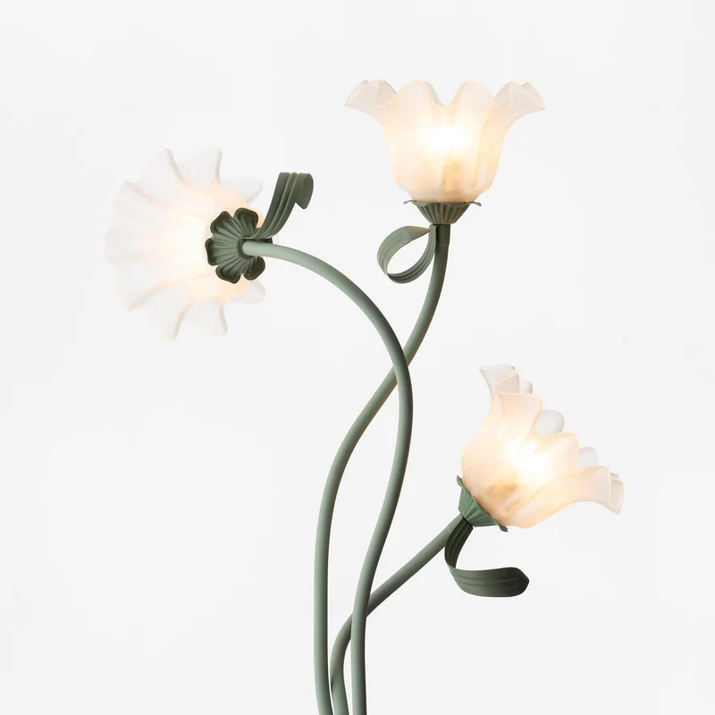 Vloerlamp Bloem Design Groen Wit Metaal 170cm 2-3 Lichts LED Sfeerlamp Woonkamer Slaapkamer | Sansoti