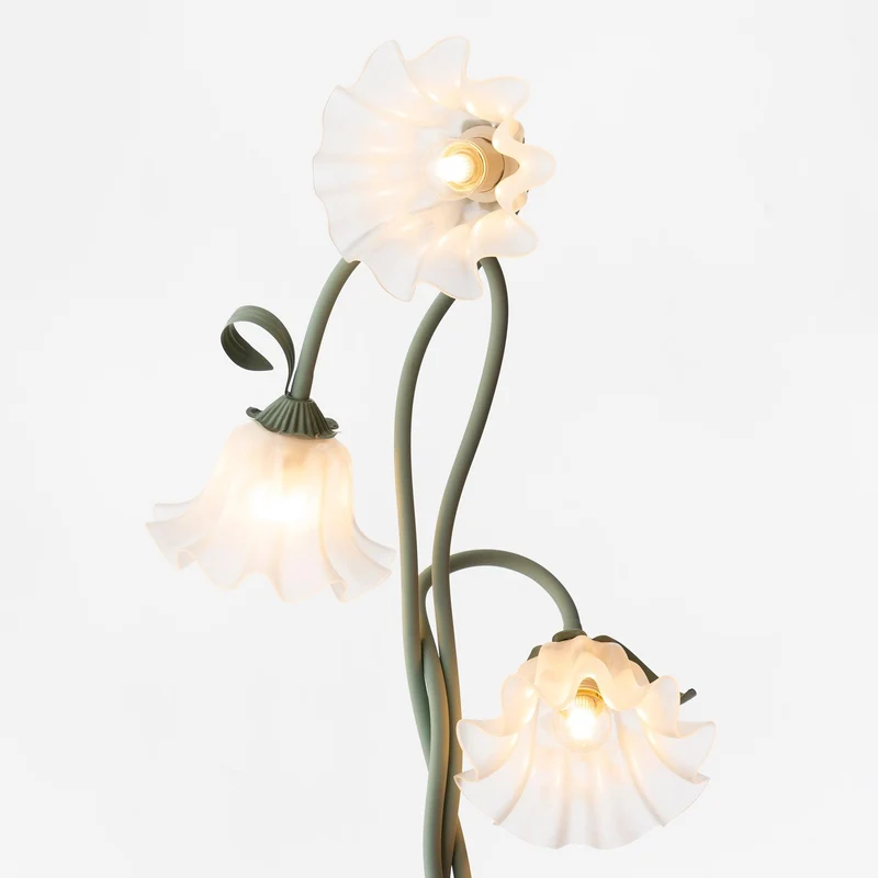 Vloerlamp Bloem Design Groen Wit Metaal 170cm 2-3 Lichts LED Sfeerlamp Woonkamer Slaapkamer | Sansoti