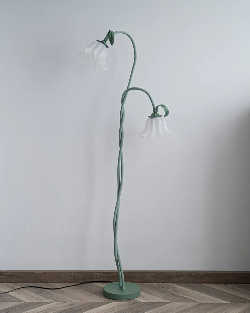 Vloerlamp Bloem Design Groen Wit Metaal 170cm 2-3 Lichts LED Sfeerlamp Woonkamer Slaapkamer | Sansoti