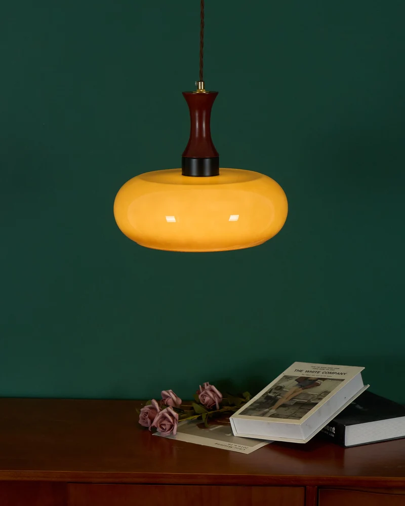Amber glazen hanglamp – warme sfeerverlichting voor woonkamer en eetkamer | Sansoti