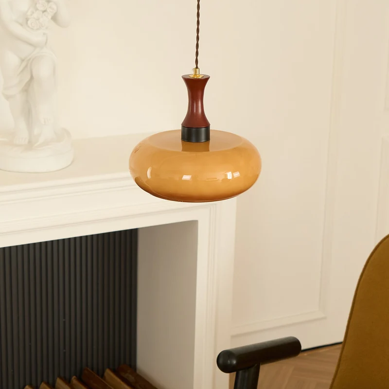 Amber glazen hanglamp – warme sfeerverlichting voor woonkamer en eetkamer | Sansoti