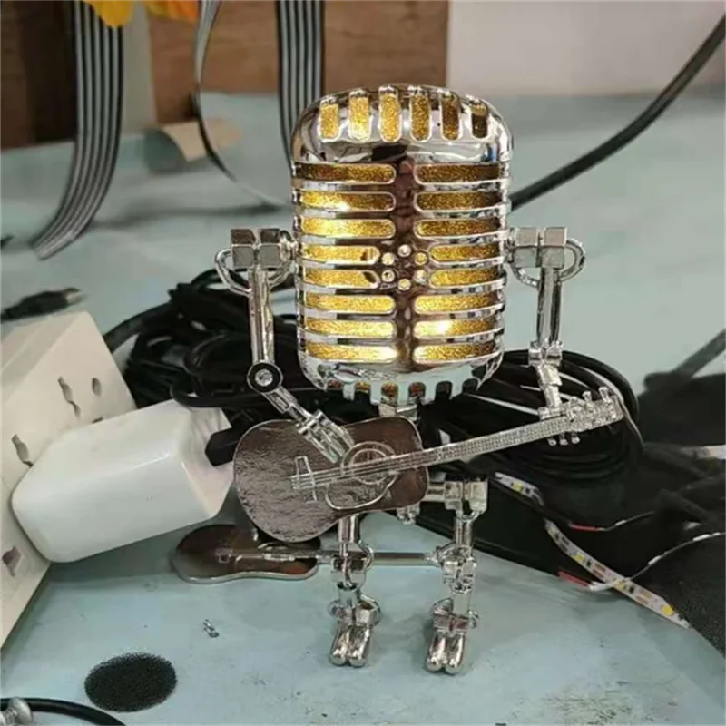 Tafellamp Robot Met Gitaar LED Decoratie Voor Muziekkamer | Sansoti