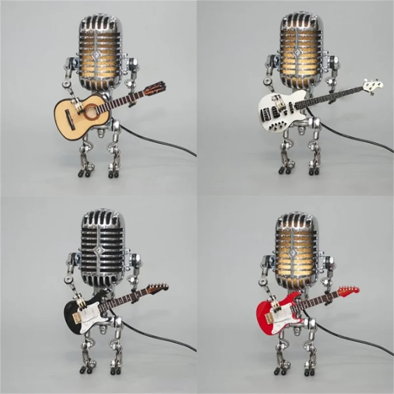 Tafellamp Robot Met Gitaar LED Decoratie Voor Muziekkamer | Sansoti