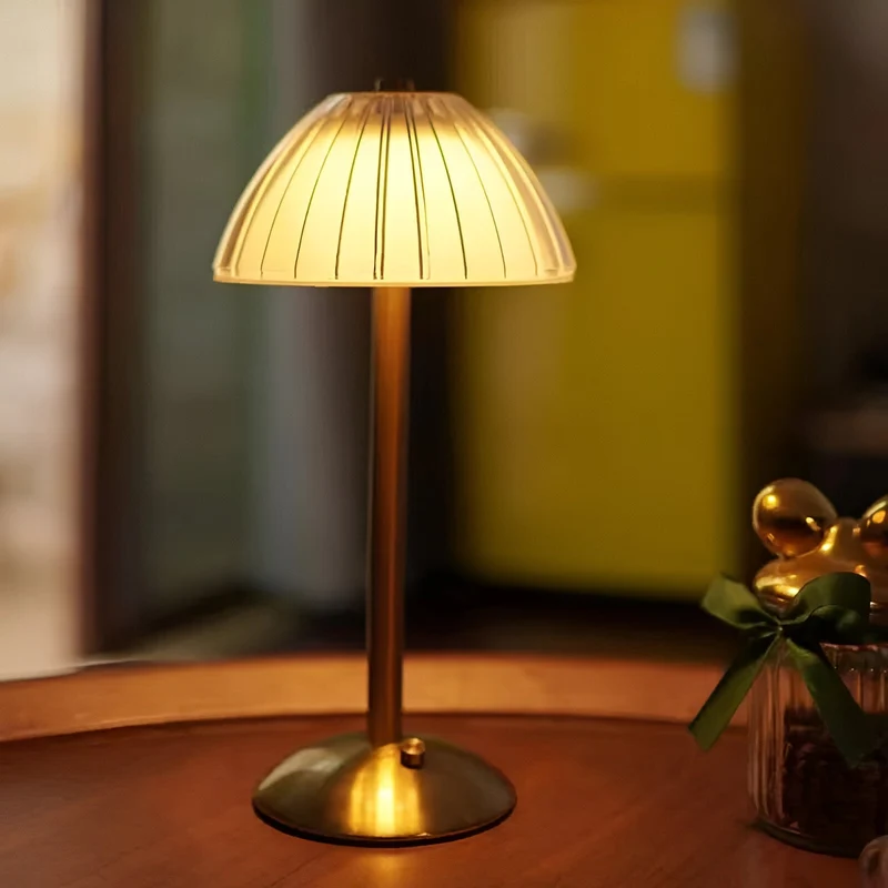 Draadloze Vintage Tafellamp met Glas – Oplaadbare Sfeerverlichting voor Woonkamer & Slaapkamer | Sansoti