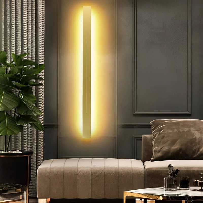 Wandlamp LED Strip Zwart IJzer Acryl Woonkamer Slaapkamer Lineair 60cm 80cm 100cm 120cm 3 Kleurmodi Minimalistisch Spiegel Accent | Sansoti
