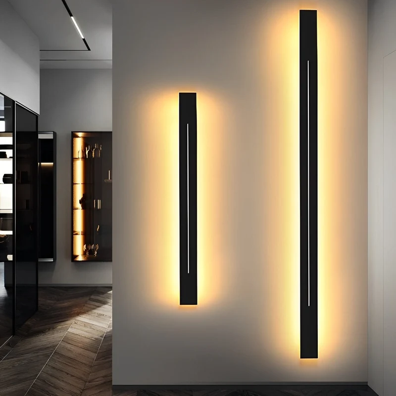 Wandlamp LED Strip Zwart IJzer Acryl Woonkamer Slaapkamer Lineair 60cm 80cm 100cm 120cm 3 Kleurmodi Minimalistisch Spiegel Accent | Sansoti