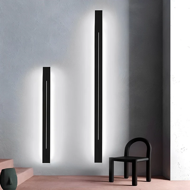 Wandlamp LED Strip Zwart IJzer Acryl Woonkamer Slaapkamer Lineair 60cm 80cm 100cm 120cm 3 Kleurmodi Minimalistisch Spiegel Accent | Sansoti