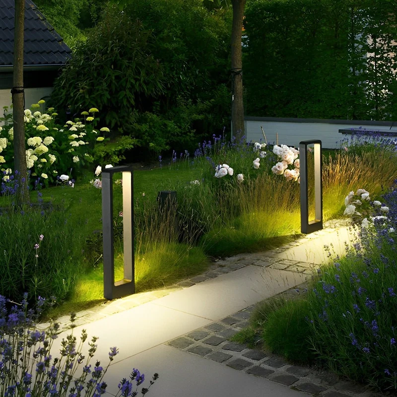 Sokkellamp LED 10W Zwart Aluminium Tuin Oprijlaan Pad IP65 Staande Buitenlamp Rechthoek Warmwit 3000K Gazonlamp Tuinverlichting | Sansoti