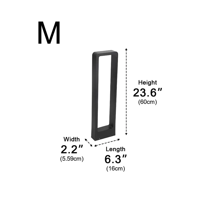 Sokkellamp LED 10W Zwart Aluminium Tuin Oprijlaan Pad IP65 Staande Buitenlamp Rechthoek Warmwit 3000K Gazonlamp Tuinverlichting | Sansoti