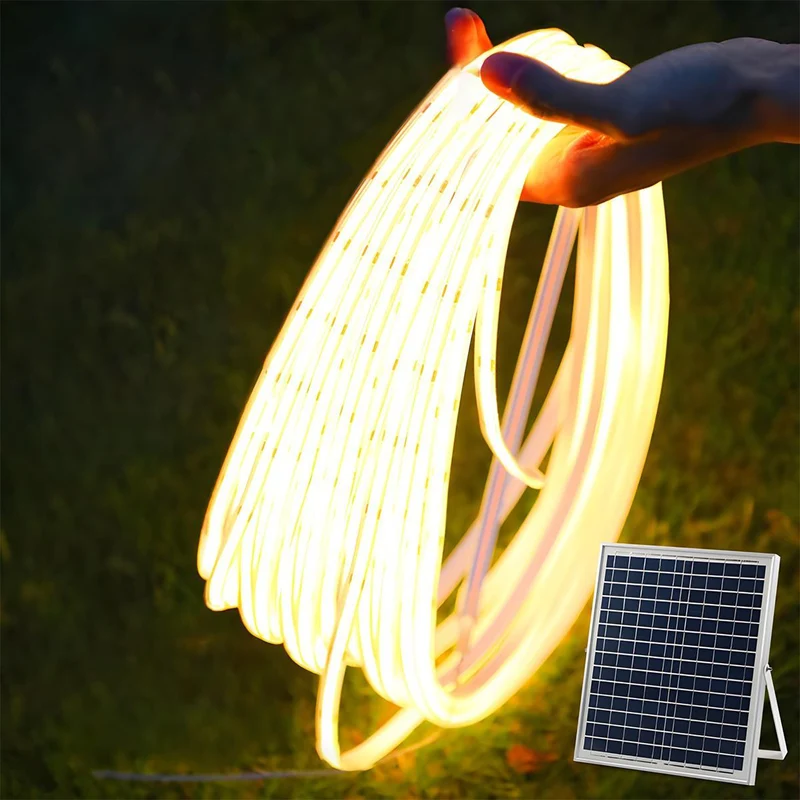 LED Strip Buiten Solar 5W Warmwit IP65 Tuin Trap Terras Inbouw Lichtstrip Flexibel 3000K Oprit Pad Sfeerverlichting Buiten | Sansoti