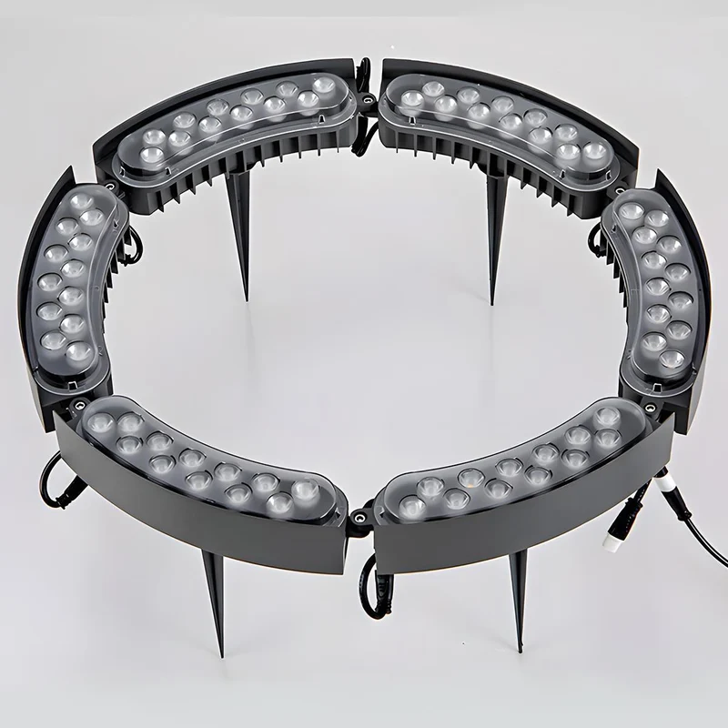 Tuinspot LED Boog Grondpen 12W Zwart Tuin Oprijlaan Boom Verlichting IP65 Landschapsverlichting Prikspot RGB Warmwit Buiten Spotlight | Sansoti