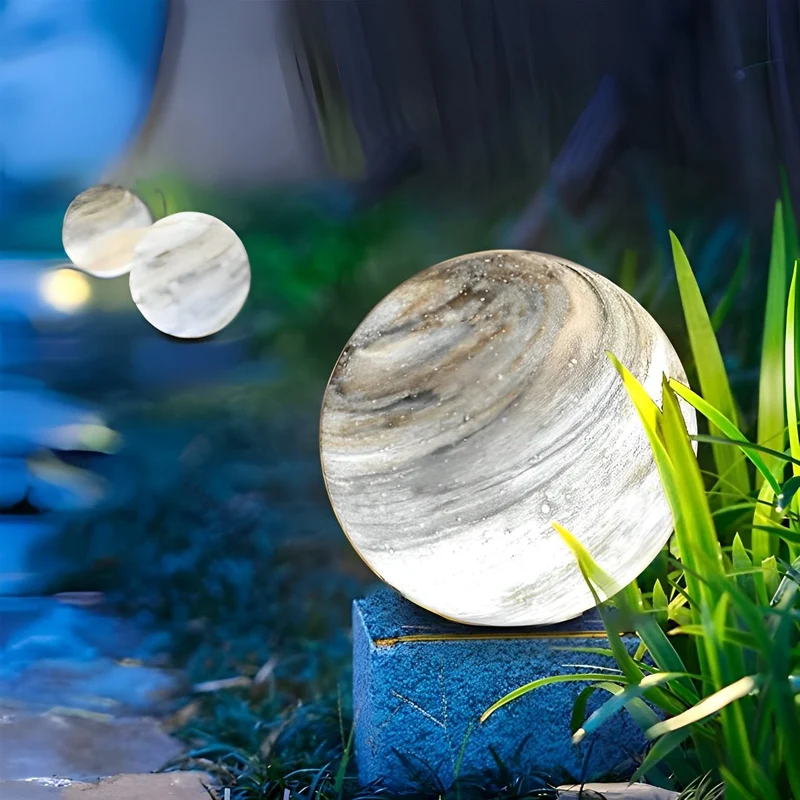Buitenlamp Paalkop Bol Glas Marmerlook Warmwit Tuin Oprit Hek Villa Buitenverlichting Sokkel Lamp E27 IP54 Tuinlamp Sfeerverlichting | Sansoti