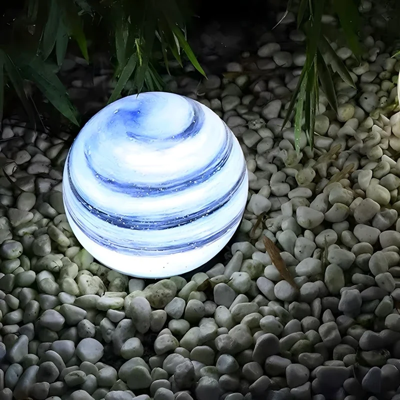 Buitenlamp Paalkop Bol Glas Marmerlook Warmwit Tuin Oprit Hek Villa Buitenverlichting Sokkel Lamp E27 IP54 Tuinlamp Sfeerverlichting | Sansoti