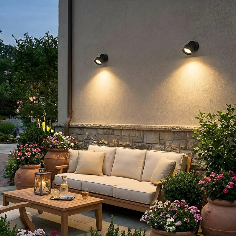 Buiten LED Wandspot Aluminium Zwart 360° Draaibaar IP65 Gevel Tuin Opbouwspot Verstelbaar Buitenlamp Porch Veranda | Sansoti