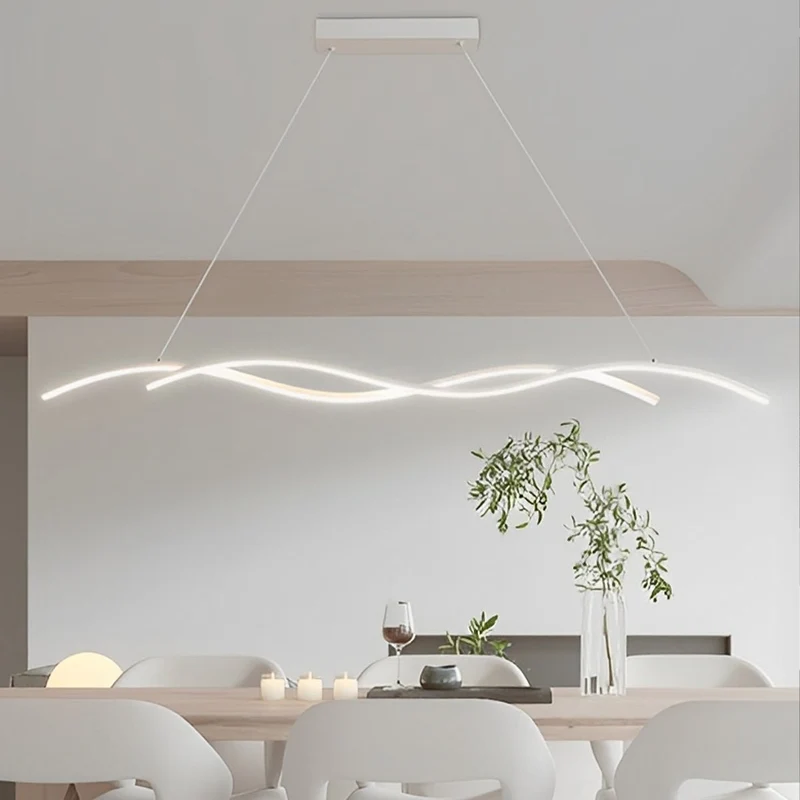 LED Hanglamp Golf Aluminium Zwart Dimbaar Eetkamer Woonkamer Golvende Hanglamp Eettafel Café Pendel Modern | Sansoti