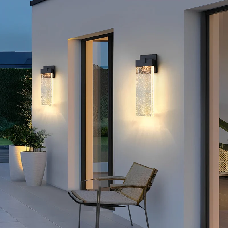 Buiten LED Wandlamp Kristal Aluminium Zwart 10W 18W 24W IP54 Gevel Voordeur Tuin Villa Buitenlamp Modern | Sansoti