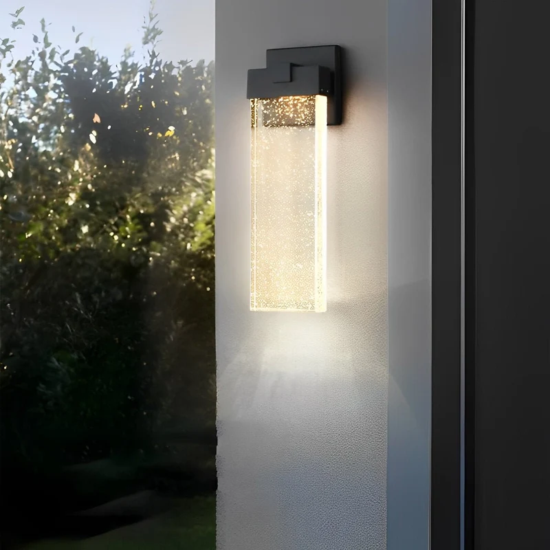 Buiten LED Wandlamp Kristal Aluminium Zwart 10W 18W 24W IP54 Gevel Voordeur Tuin Villa Buitenlamp Modern | Sansoti
