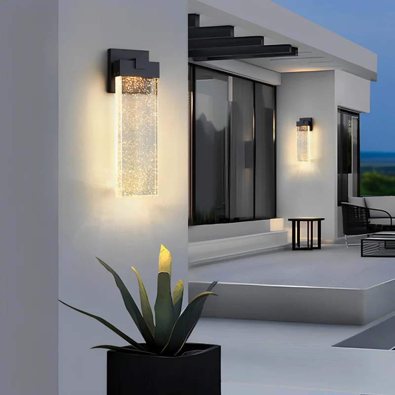 Buiten LED Wandlamp Kristal Aluminium Zwart 10W 18W 24W IP54 Gevel Voordeur Tuin Villa Buitenlamp Modern | Sansoti