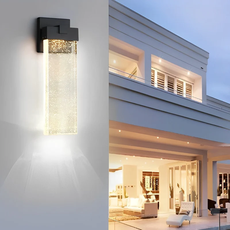 Buiten LED Wandlamp Kristal Aluminium Zwart 10W 18W 24W IP54 Gevel Voordeur Tuin Villa Buitenlamp Modern | Sansoti