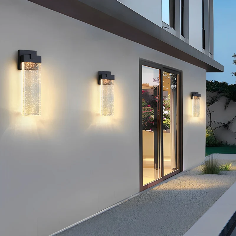 Buiten LED Wandlamp Kristal Aluminium Zwart 10W 18W 24W IP54 Gevel Voordeur Tuin Villa Buitenlamp Modern | Sansoti
