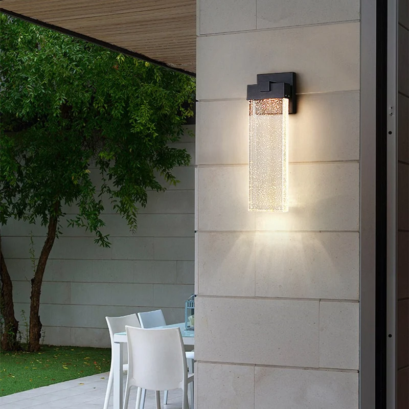 Buiten LED Wandlamp Kristal Aluminium Zwart 10W 18W 24W IP54 Gevel Voordeur Tuin Villa Buitenlamp Modern | Sansoti