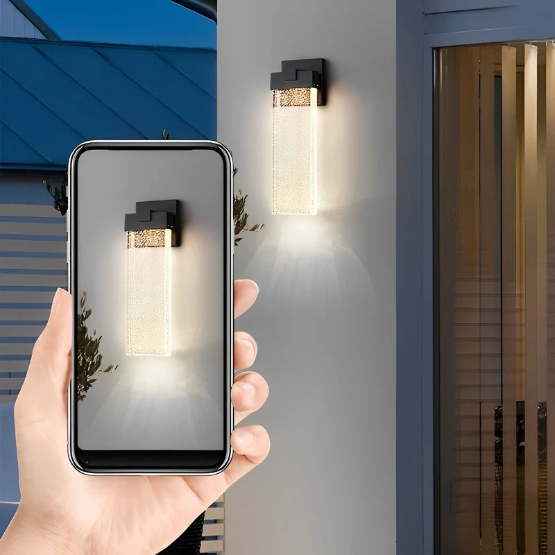 Buiten LED Wandlamp Kristal Aluminium Zwart 10W 18W 24W IP54 Gevel Voordeur Tuin Villa Buitenlamp Modern | Sansoti