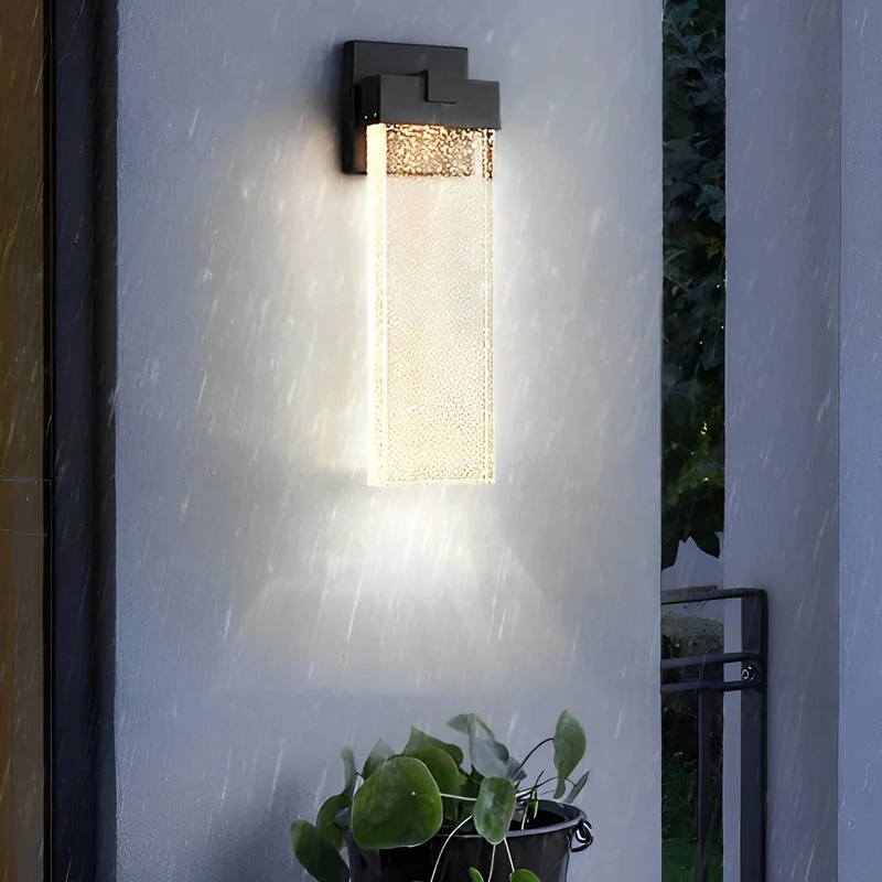 Buiten LED Wandlamp Kristal Aluminium Zwart 10W 18W 24W IP54 Gevel Voordeur Tuin Villa Buitenlamp Modern | Sansoti