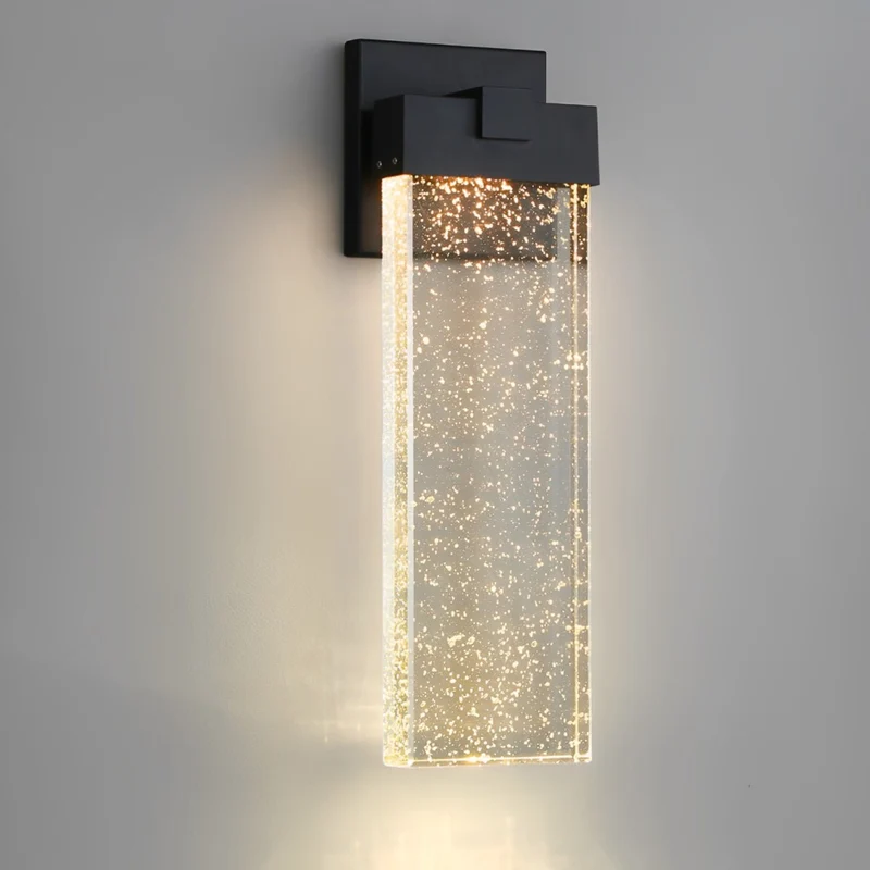 Buiten LED Wandlamp Kristal Aluminium Zwart 10W 18W 24W IP54 Gevel Voordeur Tuin Villa Buitenlamp Modern | Sansoti