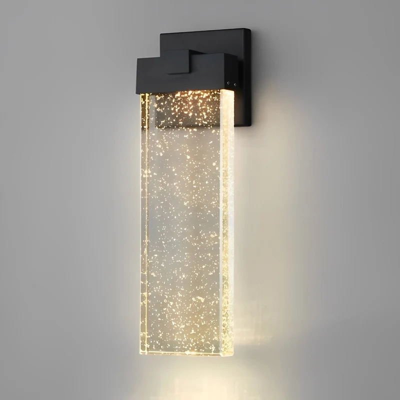 Buiten LED Wandlamp Kristal Aluminium Zwart 10W 18W 24W IP54 Gevel Voordeur Tuin Villa Buitenlamp Modern | Sansoti