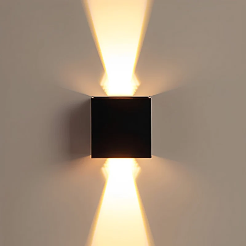 Buiten LED Wandlamp Kubus Aluminium Zwart 12W IP65 Op-en-Neer Verlichting Gevel Opbouw Tuinverlichting Buitenwandlamp Modern Minimalistisch | Sansoti