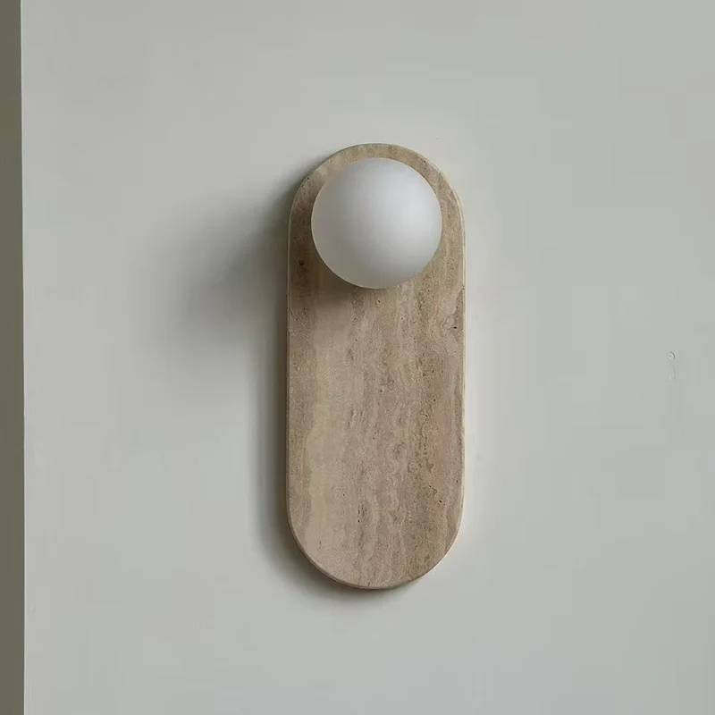 Luxe Wandlamp van Jade of Marmer met Glazen Kap – Mid Century Design Verlichting voor Slaapkamer en Hal | Sansoti