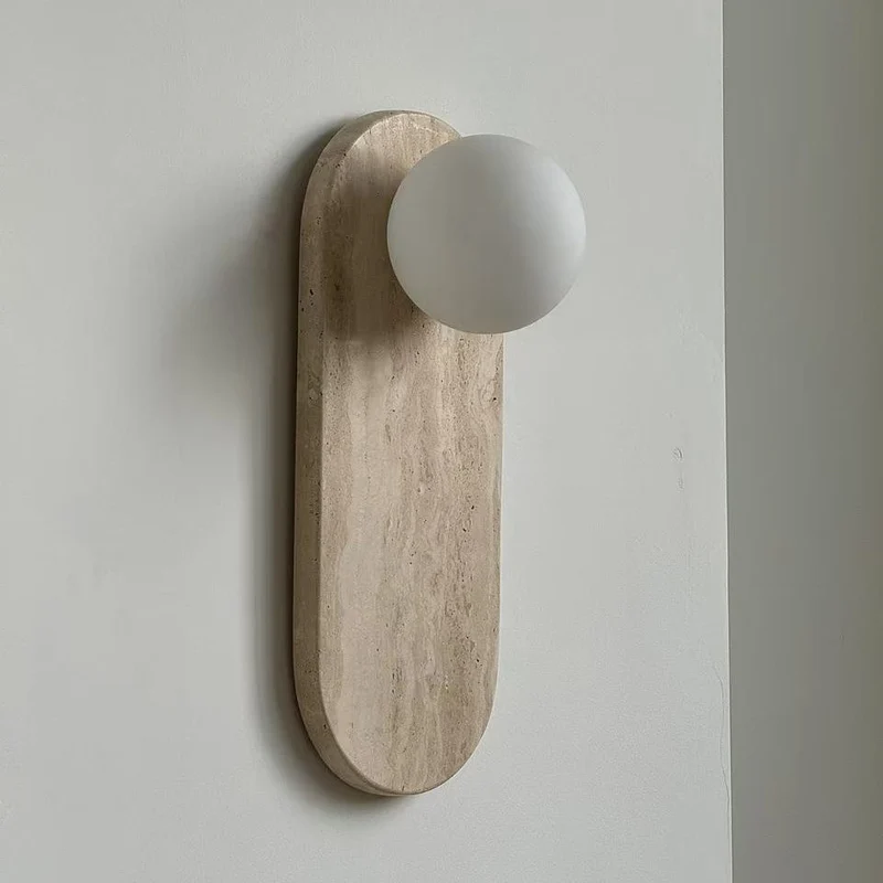 Luxe Wandlamp van Jade of Marmer met Glazen Kap – Mid Century Design Verlichting voor Slaapkamer en Hal | Sansoti