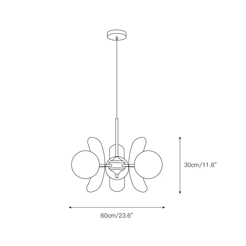 Moderne Sputnik Kroonluchter met Gekleurde Acryl Elementen en Witte Glazen Bollen – Design Hanglamp Meerdere Lichtpunten | Sansoti
