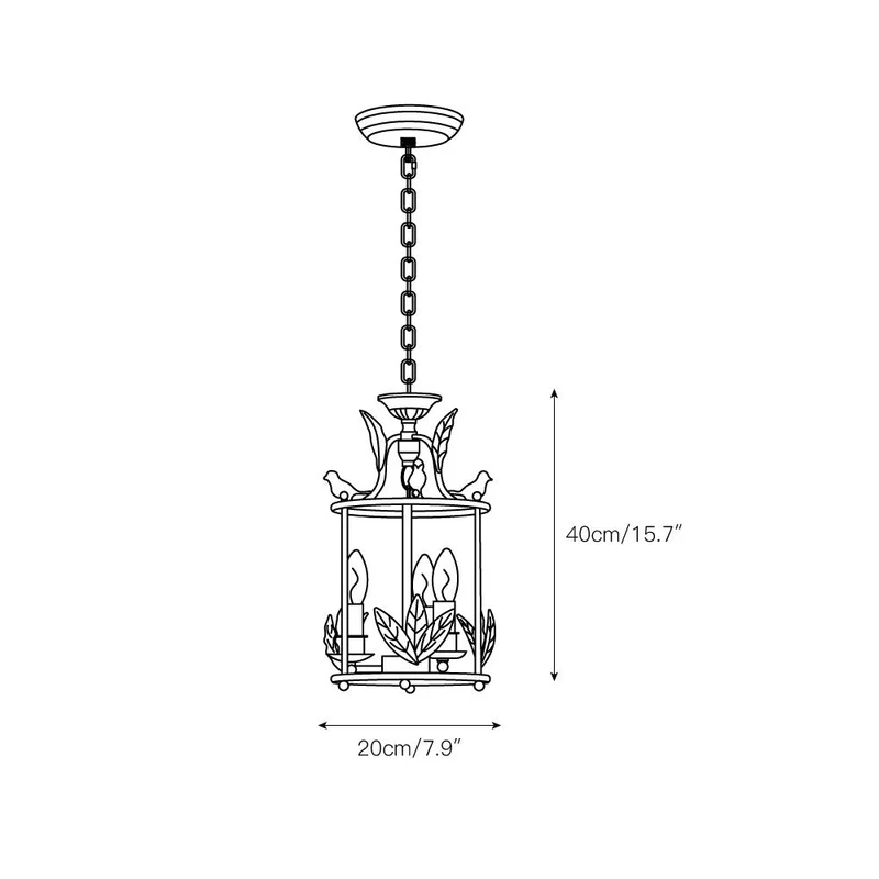 Barok Lantaarn Hanglamp met Vogel- en Bladdetails – Klassieke 3-Lichts Plafondlamp in Goud of Brons | Sansoti