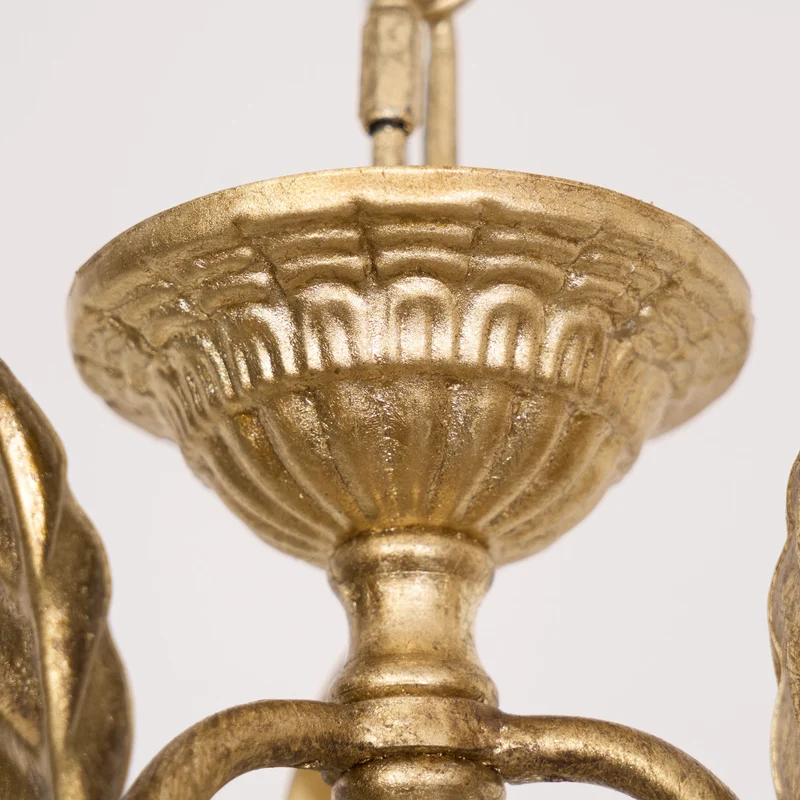 Barok Lantaarn Hanglamp met Vogel- en Bladdetails – Klassieke 3-Lichts Plafondlamp in Goud of Brons | Sansoti