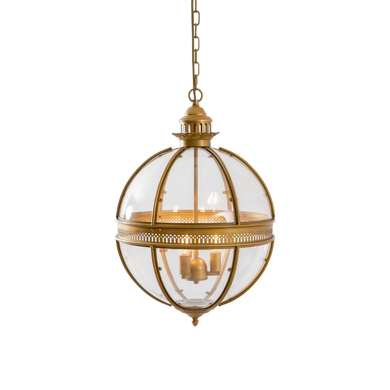 Barok Hanglamp met Glazen Kappen en Gouden Afwerking – Luxe Design Kroonluchter 3-Lichts | Sansoti