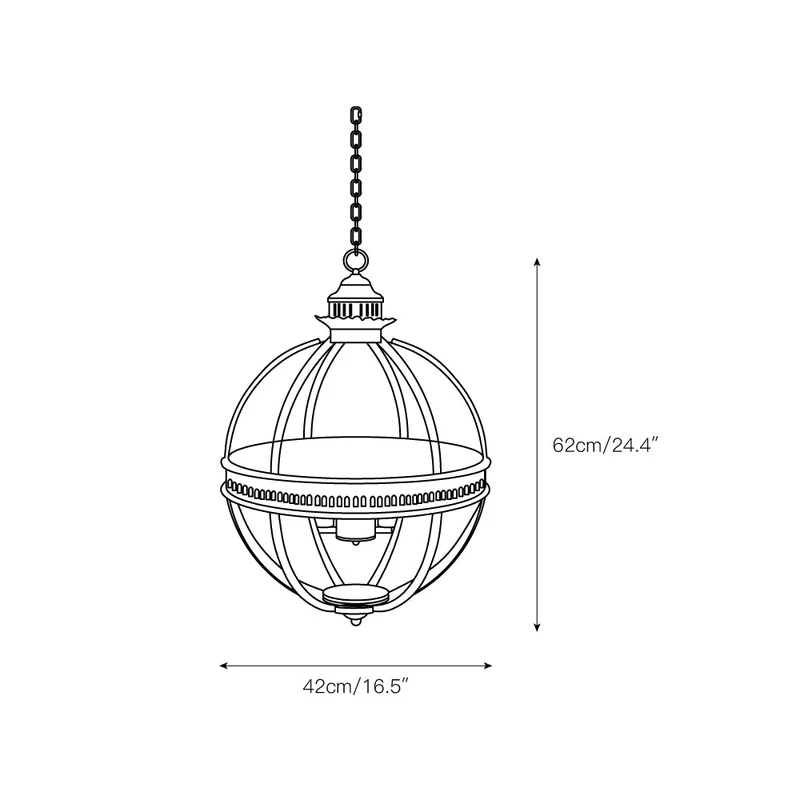Barok Hanglamp met Glazen Kappen en Gouden Afwerking – Luxe Design Kroonluchter 3-Lichts | Sansoti