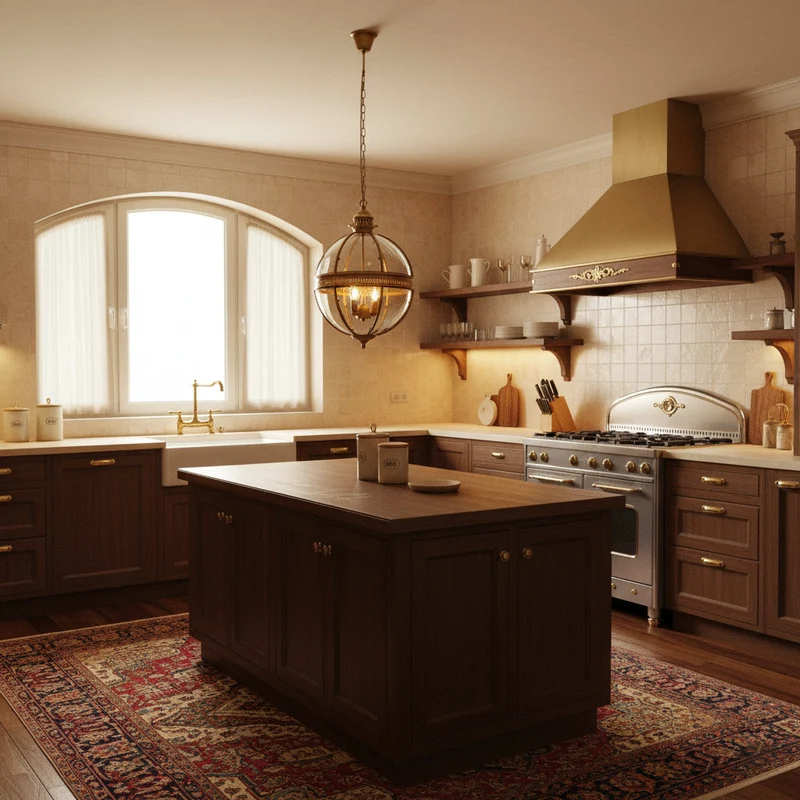 Barok Hanglamp met Glazen Kappen en Gouden Afwerking – Luxe Design Kroonluchter 3-Lichts | Sansoti