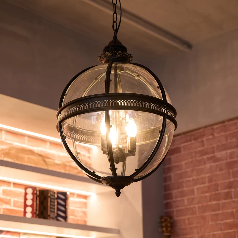 Barok Hanglamp met Glazen Kappen en Gouden Afwerking – Luxe Design Kroonluchter 3-Lichts | Sansoti