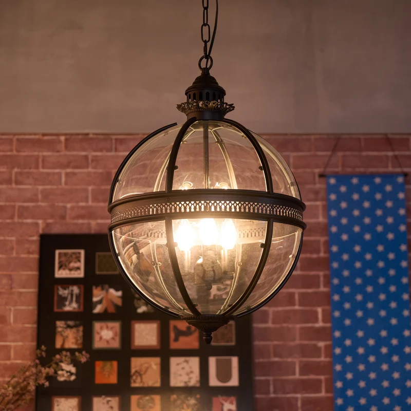 Barok Hanglamp met Glazen Kappen en Gouden Afwerking – Luxe Design Kroonluchter 3-Lichts | Sansoti
