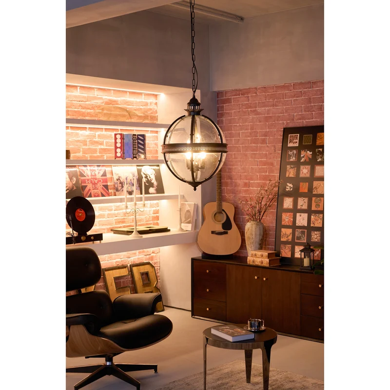Barok Hanglamp met Glazen Kappen en Gouden Afwerking – Luxe Design Kroonluchter 3-Lichts | Sansoti
