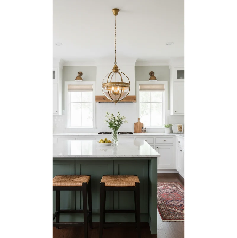 Barok Hanglamp met Glazen Kappen en Gouden Afwerking – Luxe Design Kroonluchter 3-Lichts | Sansoti