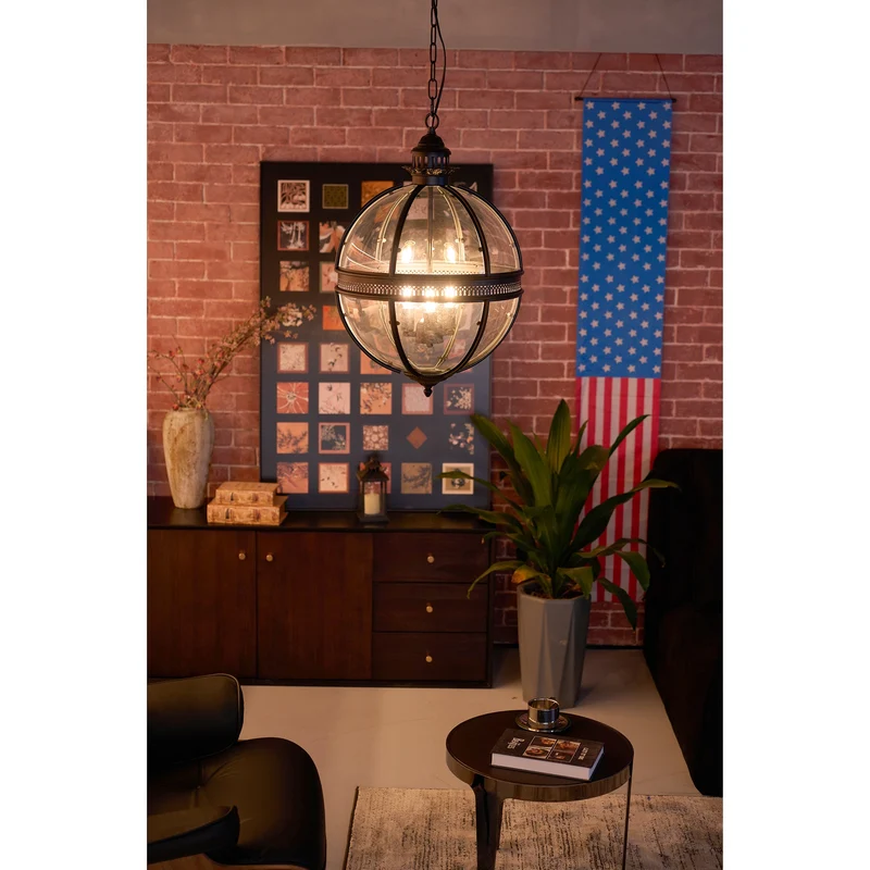 Barok Hanglamp met Glazen Kappen en Gouden Afwerking – Luxe Design Kroonluchter 3-Lichts | Sansoti