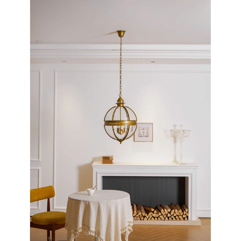Barok Hanglamp met Glazen Kappen en Gouden Afwerking – Luxe Design Kroonluchter 3-Lichts | Sansoti