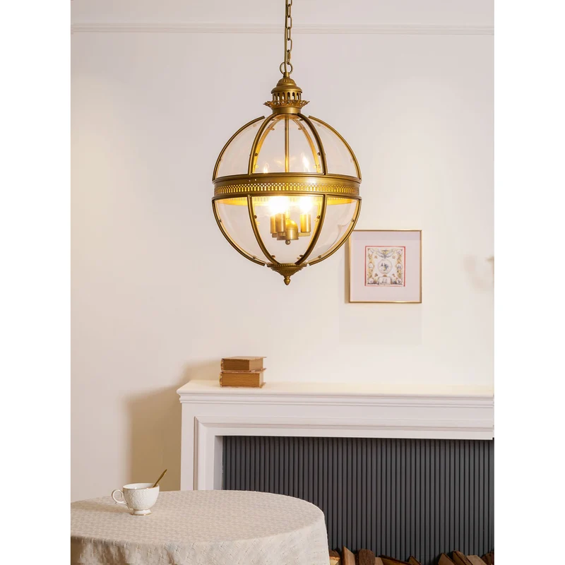 Barok Hanglamp met Glazen Kappen en Gouden Afwerking – Luxe Design Kroonluchter 3-Lichts | Sansoti