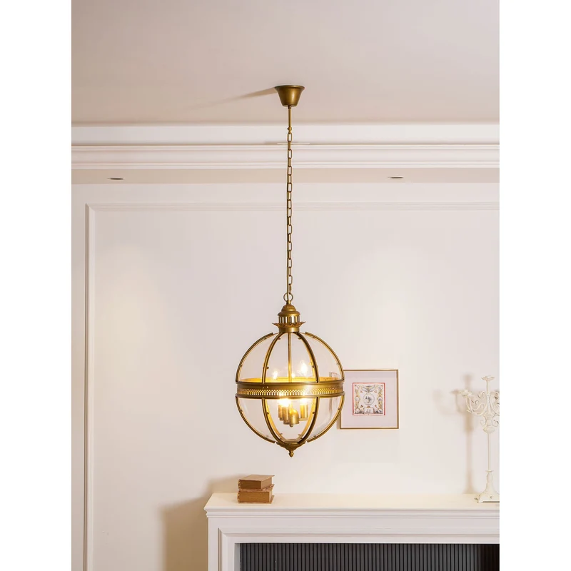 Barok Hanglamp met Glazen Kappen en Gouden Afwerking – Luxe Design Kroonluchter 3-Lichts | Sansoti