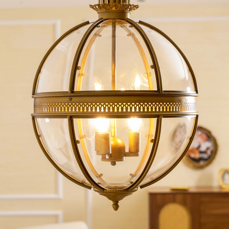 Barok Hanglamp met Glazen Kappen en Gouden Afwerking – Luxe Design Kroonluchter 3-Lichts | Sansoti